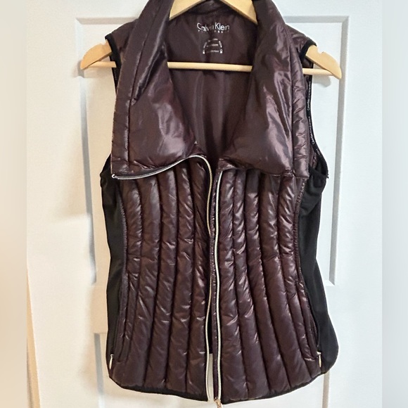 Calvin Klein Burgundy and Black Quilted Vest - Picture 1 of 8